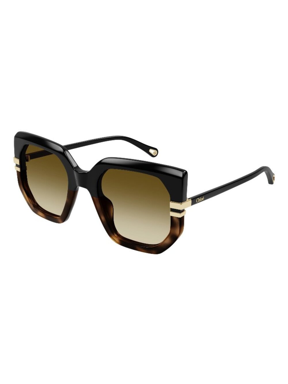 New Chloé Women's Sunglasses Black Square Brown Lens Acetate Frame CH0240S 003